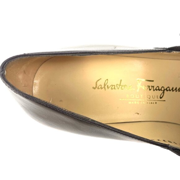 Salvatore Ferragamo Women's Loafers Leather/Fabric Black DP5032B Size 9B - Picture 8 of 13